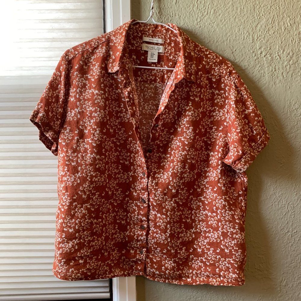 Linen Floral Button-Up